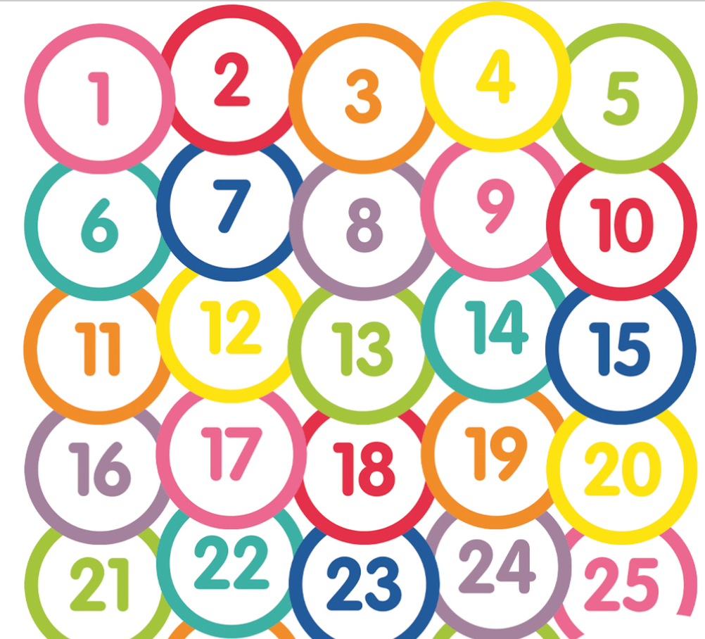 White Number Circles 1-31 | Just Teach | UPRINT | Schoolgirl Style