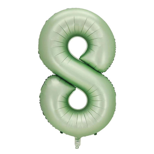 Eucalyptus Matte Green Number 8 Supershape Foil Balloon, 40 Inches, 1 Count