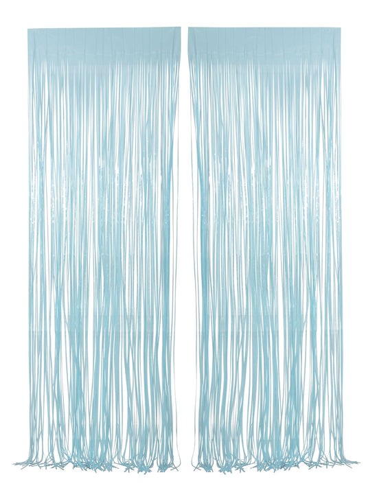 Light Blue Pastel Foil Fringe Curtain, 2 Count